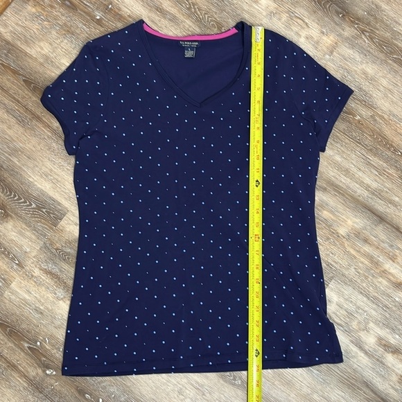 US Polo Set of 3 Polka Dot V-Neck T-Shirts Women's Size Large Red, Blue, Black - Picture 13 of 15